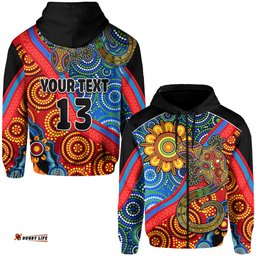 custom text and number australia lizard and sun hoodie aboriginal art speical
