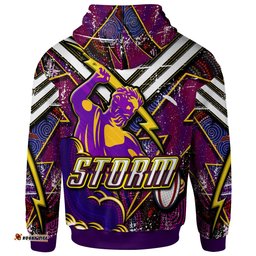 storm rugby hoodie custom storm and thunder aboriginal style of dot background personalised player and number hoodie