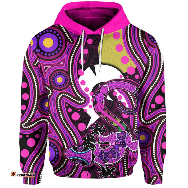 custom personalised naidoc aboriginal lizard hoodie pink style