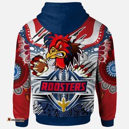 roosters rugby aboriginal custom hoodie super indigenous sydney roosters scratch style hoodie