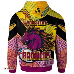 broncos rugby hoodie custom broncos horse rugby with aboriginal dot painting personalised player and number hoodie