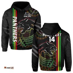 custom text and number penrith panthers rugby hoodie the mountain men aboriginal art dynamic
