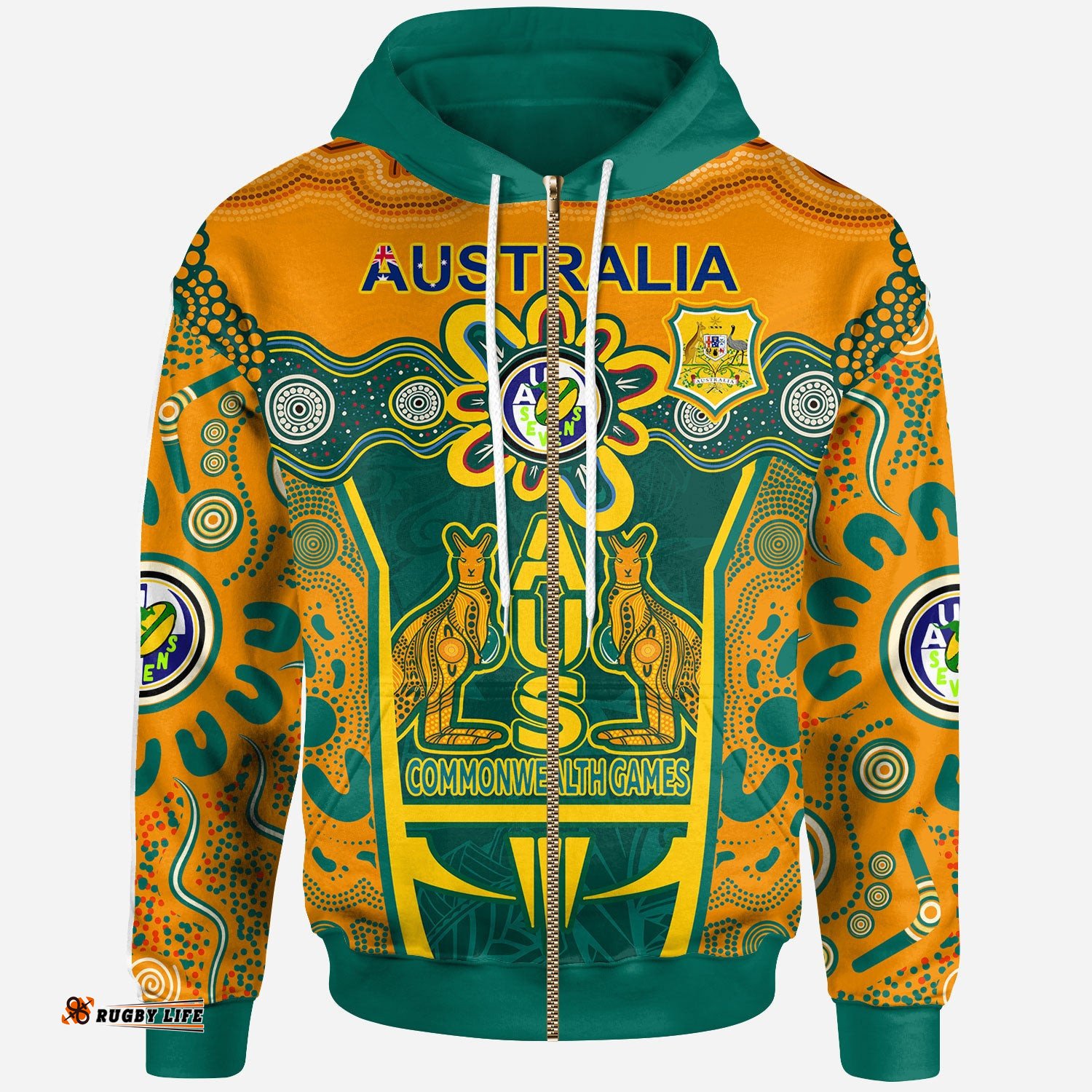 australian rugby sevens mens squad hoodie custom aussie 7s indigenous commonwealth games with australia coast of arm hoodie