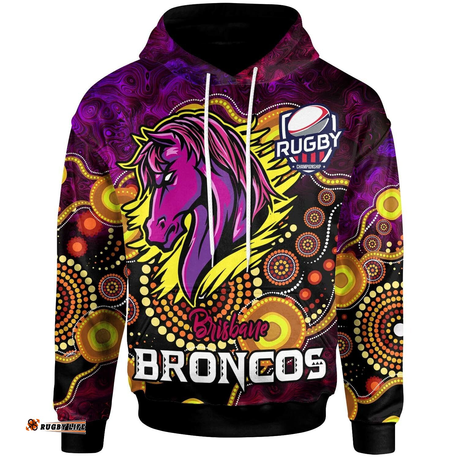 broncos rugby hoodie custom personalised broncos with aboriginal dot painting player and number hoodie