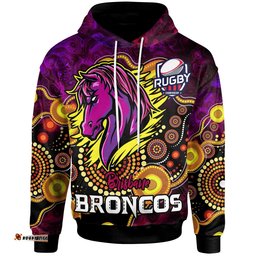 broncos rugby hoodie custom personalised broncos with aboriginal dot painting player and number hoodie