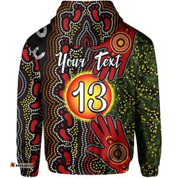 custom text and number aboriginal dot painting hoodie go to touch the sun