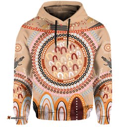 custom text and number aboriginal stand up hoodie circle dot with lizard version peachpuff