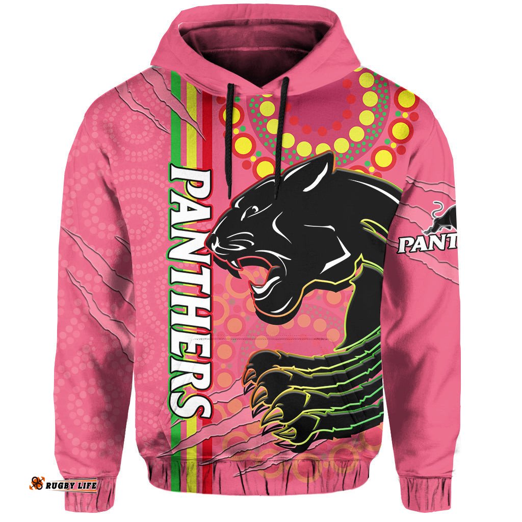 panthers rugby hoodie the mountain men aboriginal art dynamic pink version
