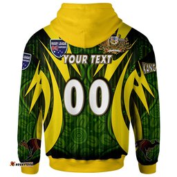 kangaroos rugby hoodie custom kangaroo rugby league coat of arms aboriginal culture personalised player and number hoodie