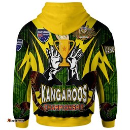 kangaroos rugby hoodie custom kangaroo rugby league coat of arms aboriginal culture personalised player and number hoodie