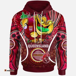 queensland rugby league team hoodie custom qld maroons cane toads with aboriginal art personalised player and number hoodie