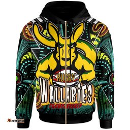 wallabies rugby hoodie custom kangaroo rugby championship sport aboriginal culture personalised player and number hoodie