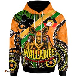 wallabies rugby hoodie custom australia national rugby championship with aboriginal culture player and number hoodie