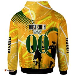 australia national rugby sevens team hoodie custom autralia 7s team rugby championship with aboriginal player and number hoodie