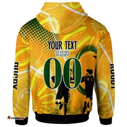 australia national rugby sevens team hoodie custom autralia 7s team rugby championship with aboriginal player and number hoodie