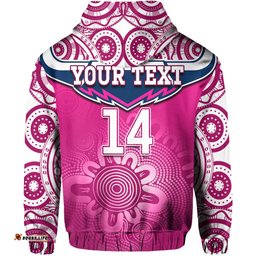 custom text and number cowboys rugby hoodie aboriginal pattern pink version