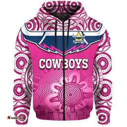 custom text and number cowboys rugby hoodie aboriginal pattern pink version