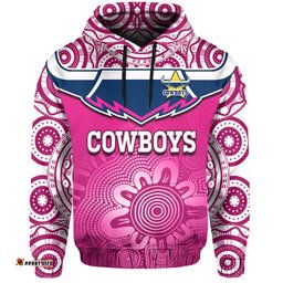 custom text and number cowboys rugby hoodie aboriginal pattern pink version