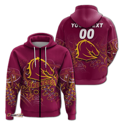 custom personalised brisbane broncos rugby indigenous hoodie