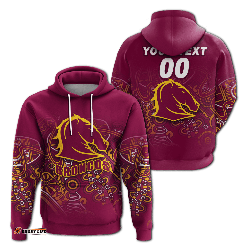custom personalised brisbane broncos rugby indigenous hoodie
