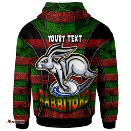 rabbitohs rugby hoodie custom rabbit aboriginal style pattern personalised player and number hoodie