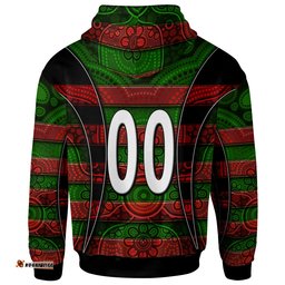 rabbitohs rugby hoodie custom rabbit aboriginal style pattern personalised player and number hoodie