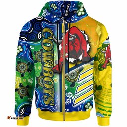cowboys rugby hoodie custom cowboys logo aboriginal indigenous sport style hoodie