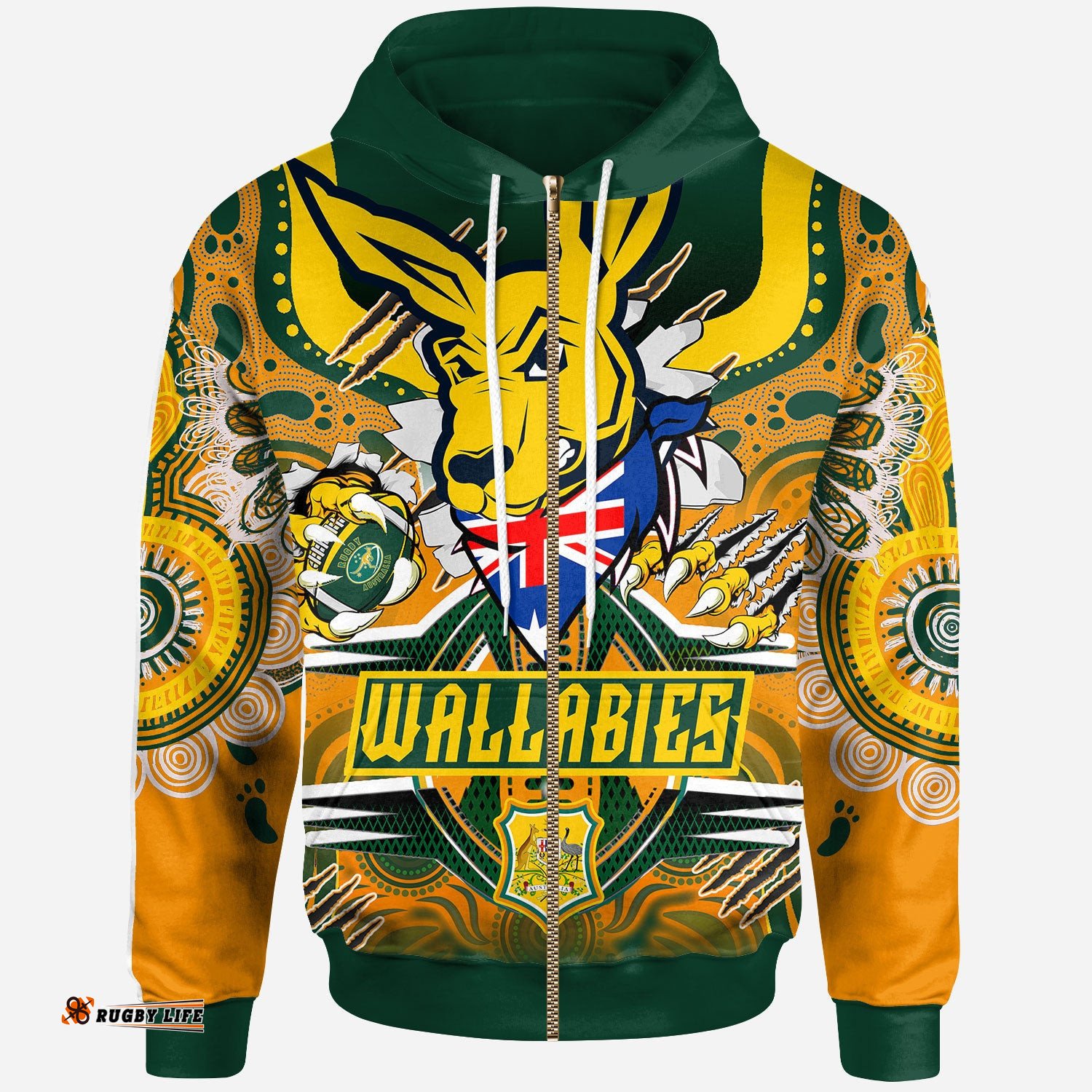 wallabies rugby aboriginal hoodie custom super indigenous wallabies championship scratch style hoodie