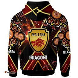 st george rugby hoodie custom dragons mascot illawarra rugby with aboriginal art player and number hoodie