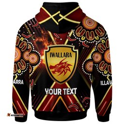 st george rugby hoodie custom dragons mascot illawarra rugby with aboriginal art player and number hoodie