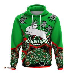 rabbitohs rugby aboriginal art hoodie