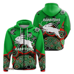 rabbitohs rugby aboriginal art hoodie
