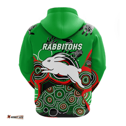 rabbitohs rugby aboriginal art hoodie