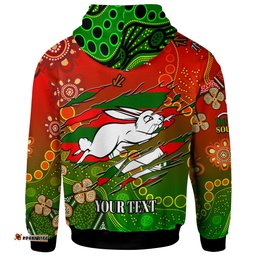 rabbitohs rugby hoodie custom 100 south rabbitohs premiership rugby with aboriginal culture player and number hoodie