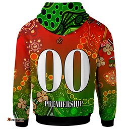 rabbitohs rugby hoodie custom 100 south rabbitohs premiership rugby with aboriginal culture player and number hoodie