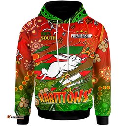 rabbitohs rugby hoodie custom 100 south rabbitohs premiership rugby with aboriginal culture player and number hoodie
