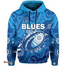 custom text and number nsw blues hoodie new south wales aboriginal art