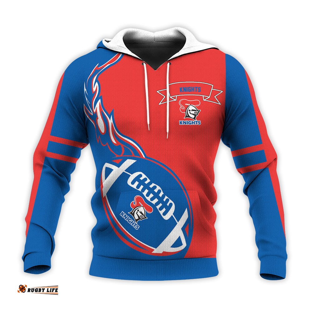newcastle knights hoodie flame ball nrl