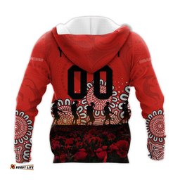 st george illawarra dragons hoodie personalized aboriginal rugby anzac day poppy with soldiers nrl