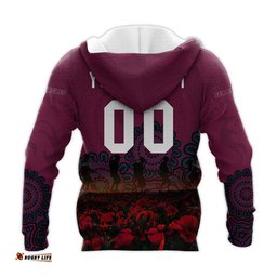 manly warringah sea eagles hoodie personalized aboriginal rugby anzac day poppy with soldiers nrl