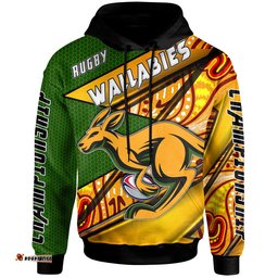 wallabies rugby hoodie custom kangaroo rugby ball rugby championship personalised player and number hoodie
