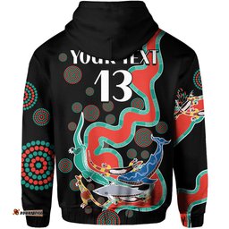 custom text and number rabbitohs hoodie go the bunnies aboriginal