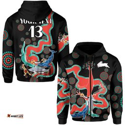 custom text and number rabbitohs hoodie go the bunnies aboriginal