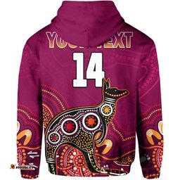 custom text and number maroons rugby hoodie queensland kangaroo aboriginal dot paintings
