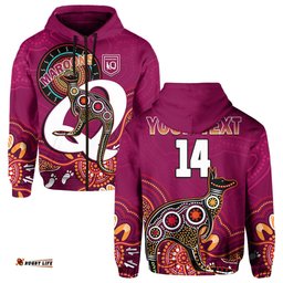 custom text and number maroons rugby hoodie queensland kangaroo aboriginal dot paintings