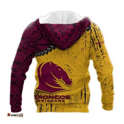 brisbane broncos hoodie grunge polynesian tattoo nrl