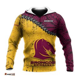 brisbane broncos hoodie grunge polynesian tattoo nrl