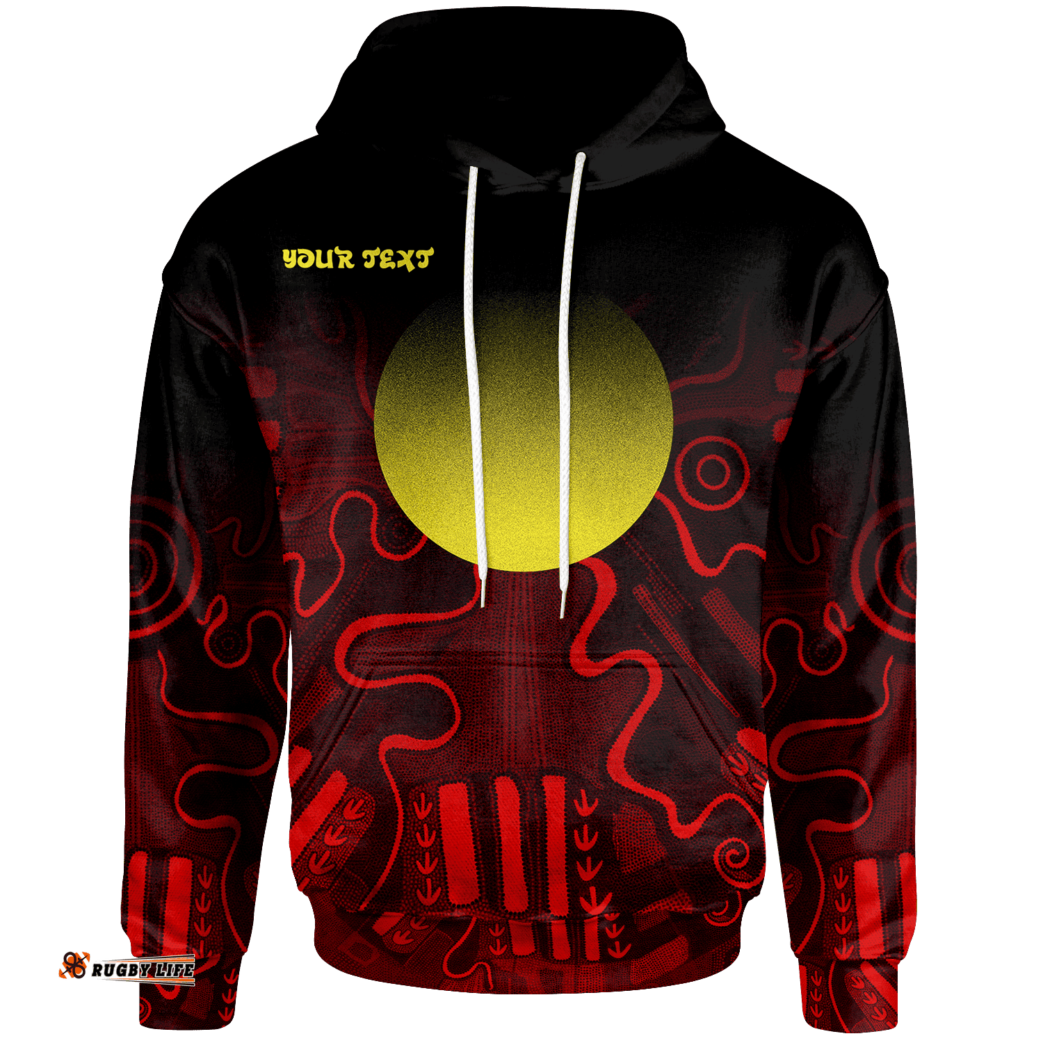 Custom Text Aboriginal Hoodie Indigenous Flag Grunge Style