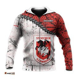 st george illawarra dragons hoodie grunge polynesian tattoo nrl