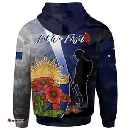 ANZAC Day Hoodie Lest We Forget Poppy Flower